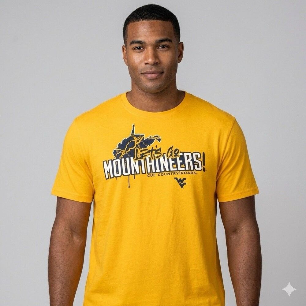 West Virginia Mountaineers Gold Shirt "Cue Country Roads" Mens XXL WVU NWOT